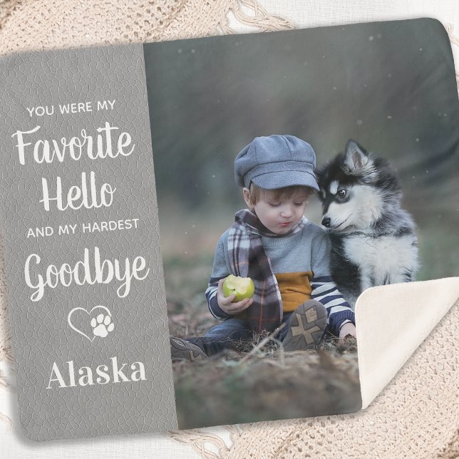 Favourite Hello Goodbye Dog Custom Pet Memorial Sherpa Blanket (Creator Uploaded)