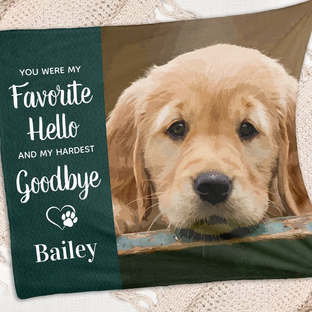 Favourite Hello Hardest Goodbye Custom Pet Memoria Fleece Blanket (Creator Uploaded)