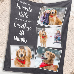 Favourite Hello Hardest Goodbye Pet Dog Memorial Fleece Blanket