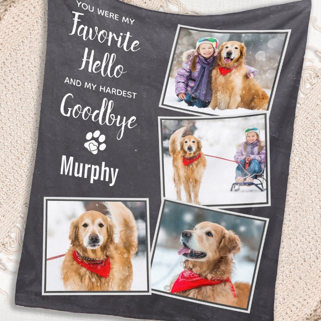 Favourite Hello Hardest Goodbye Pet Dog Memorial Fleece Blanket (Creator Uploaded)