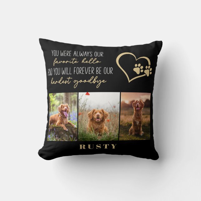 Favourite Hello Hardest Goodbye Pet Memorial Cushion (Front)