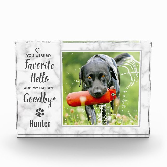 Favourite Hello Hardest Goodbye Pet Memorial Photo Block (Front)
