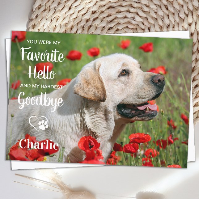 Favourite Hello Hardest Goodbye Pet Sympathy Photo Thank You Card (Creator Uploaded)