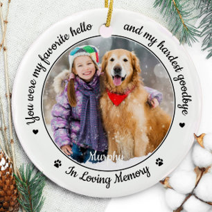 Favourite Hello Hardest Goodbye Photo Pet Memorial Ceramic Ornament