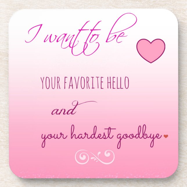 "Favourite Hello" Valentine Cork Coasters (Front)