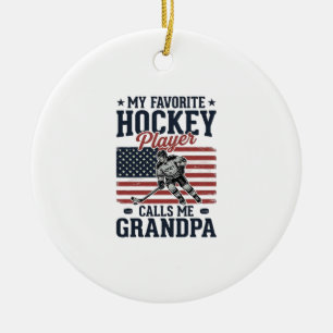 Favourite Hockey Player Calls Me Grandpa Vintage S Ceramic Ornament