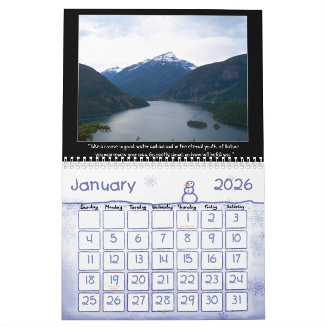 Favourite John Muir Quotations Calendar (Jan 2026)