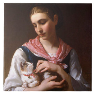Favourite Kitten (by Émile Munier) Ceramic Tile