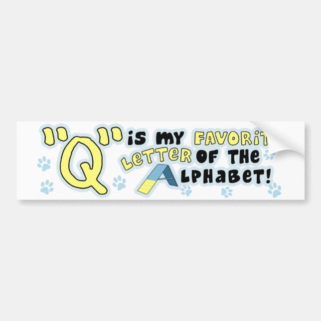 Favourite Letter Q Bumper Sticker (Front)