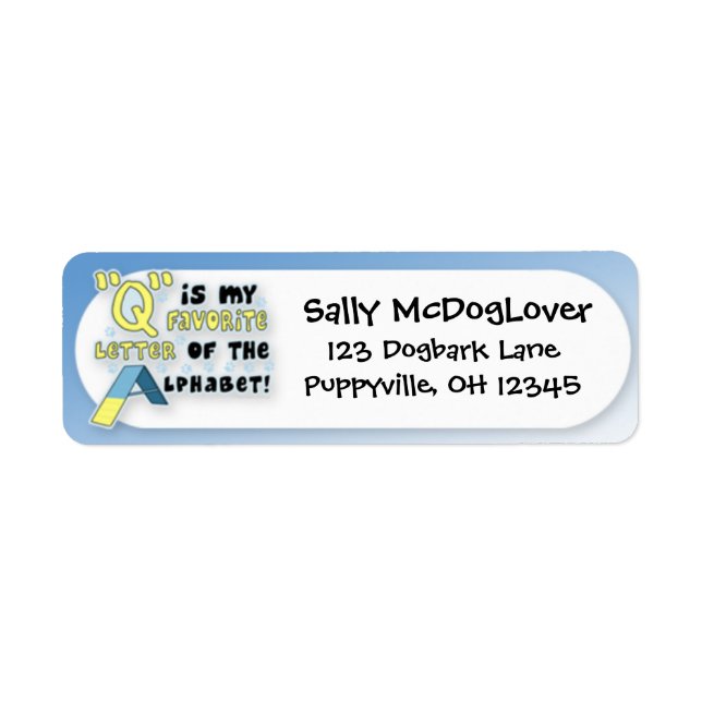 Favourite Letter Q Return Address Label (Front)