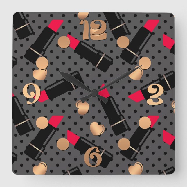 Favourite lipstick square wall clock (Front)
