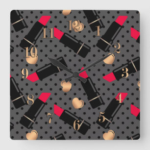 Favourite lipstick square wall clock