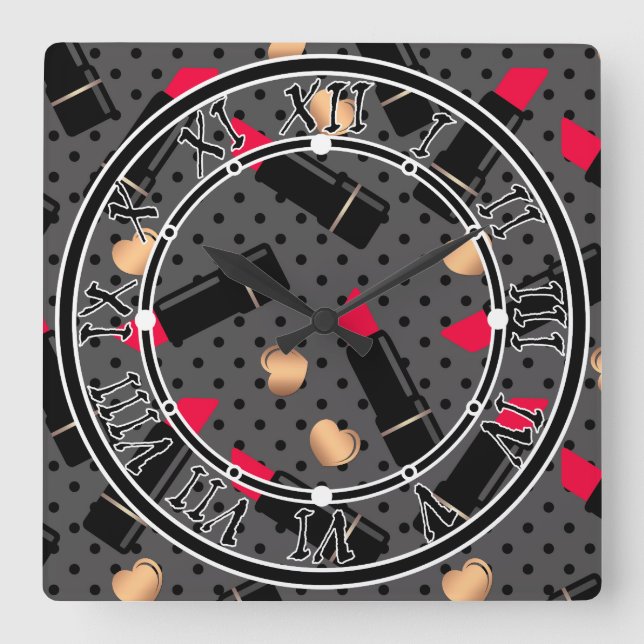Favourite lipstick square wall clock (Front)