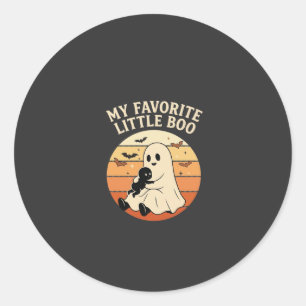 Favourite Little Boo Halloween Ghost Baby Retro Su Classic Round Sticker