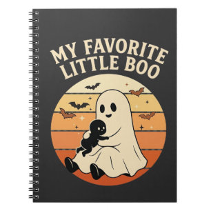 Favourite Little Boo Halloween Ghost Baby Retro Su Notebook
