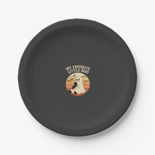 Favourite Little Boo Halloween Ghost Baby Retro Su Paper Plate