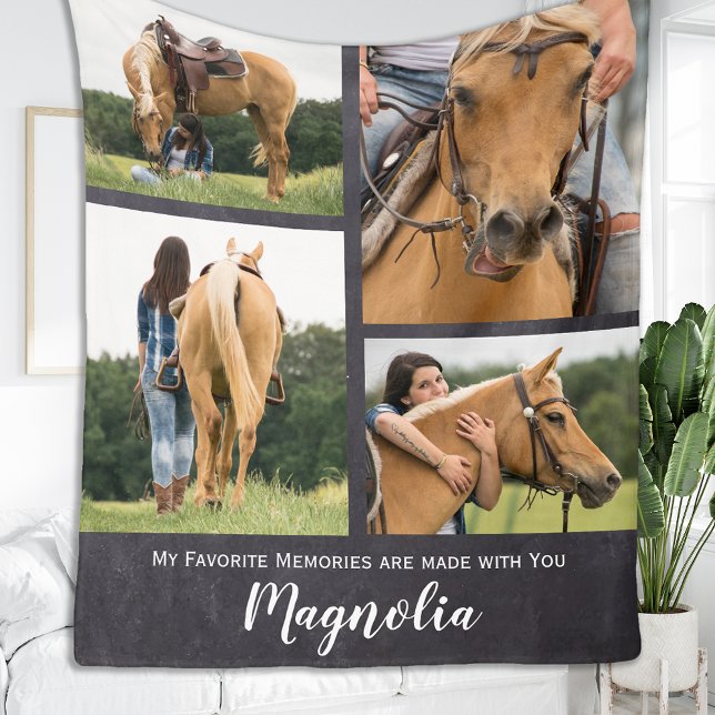 Favourite Memories Pet Memorial Horse Photo Fleece Blanket (Creator Uploaded)