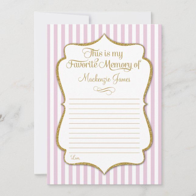 Favourite Memory Card Birthday Memories Pink Gold (Front)