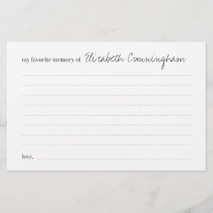 Favourite Memory Funeral Modern Attendance Card