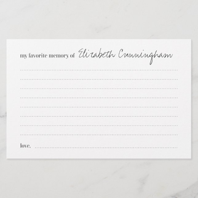 Favourite Memory Funeral Modern Attendance Card (Front)