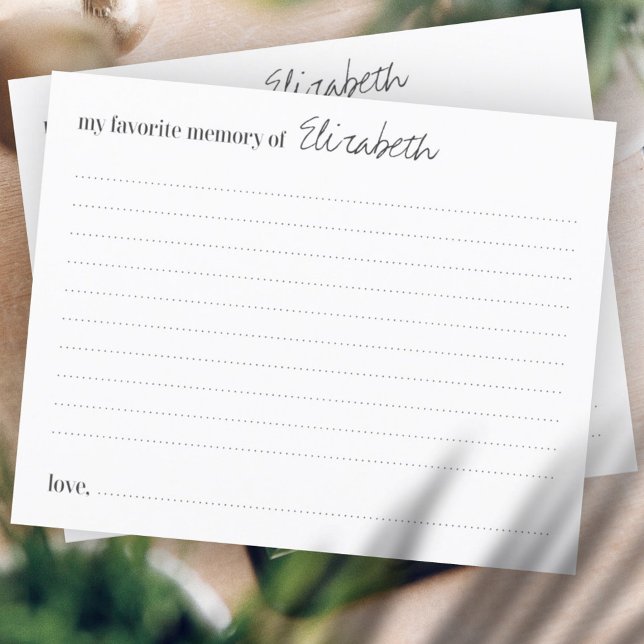 Favourite Memory Funeral Modern Attendance Card (Creator Uploaded)