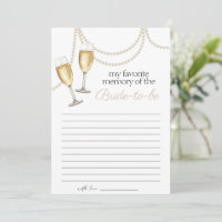 Favourite Memory Pearls Prosecco Bridal game card