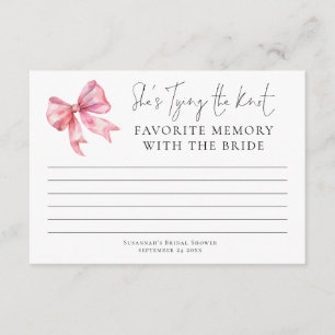Favourite Memory With Bride Pink Bow Bridal Shower Card
