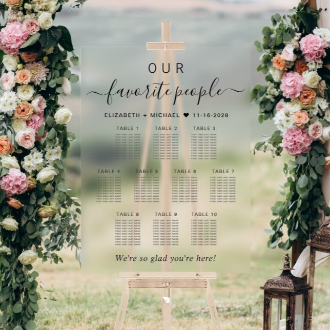 Favourite People 10 Table Wedding Seating Acrylic Sign (Creator Uploaded)