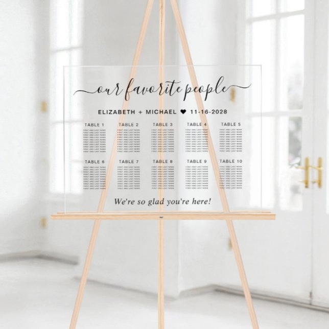 Favourite People 10 Table Wedding Seating Acrylic Sign (Creator Uploaded)