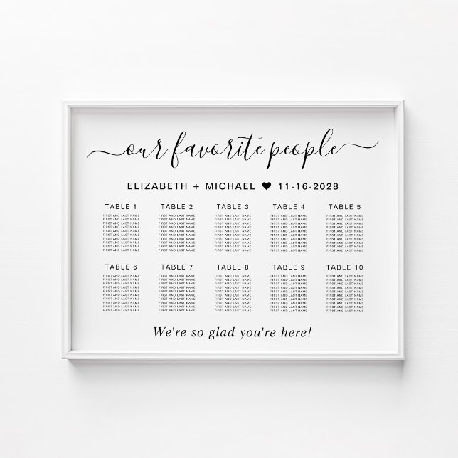 Favourite People 10 Table Wedding Seating Chart (Creator Uploaded)