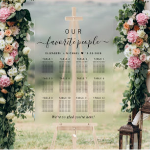 Favourite People 12 Table Wedding Seating Acrylic Sign