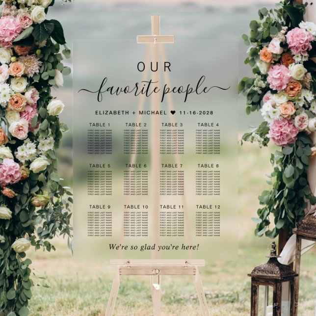 Favourite People 12 Table Wedding Seating Acrylic Sign (Creator Uploaded)
