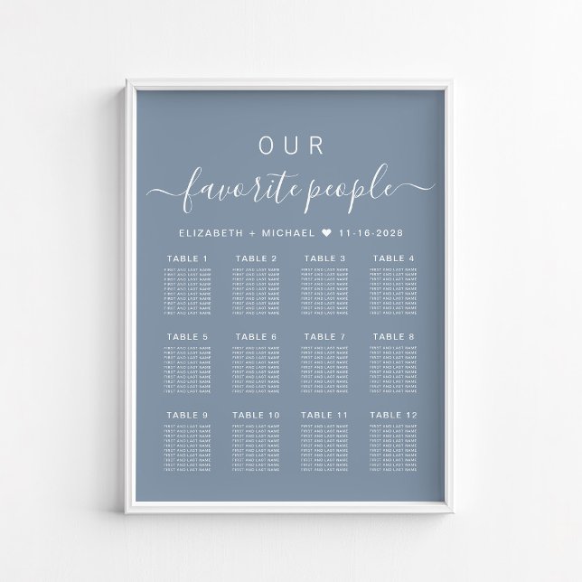 Favourite People 12 Table Wedding Seating Chart (Creator Uploaded)