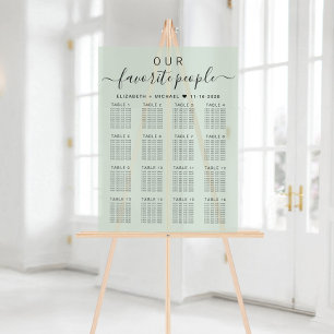 Favourite People 16 Table Sage Wedding Seating Acrylic Sign