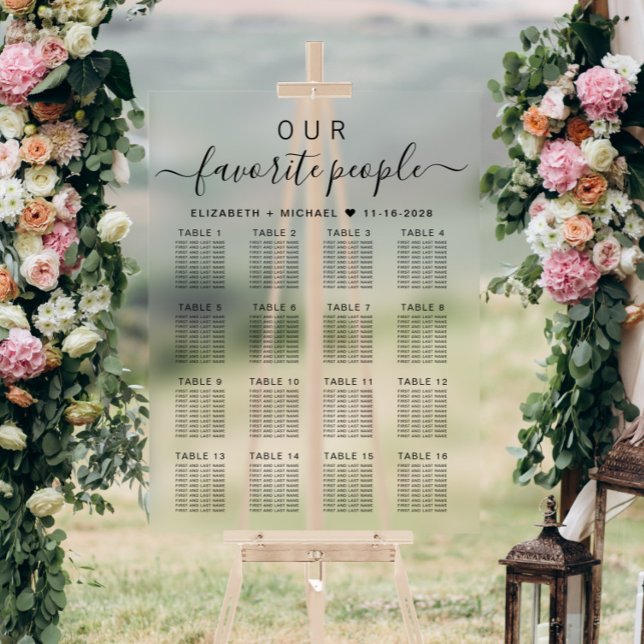 Favourite People 16 Table Wedding Seating Acrylic Sign (Creator Uploaded)