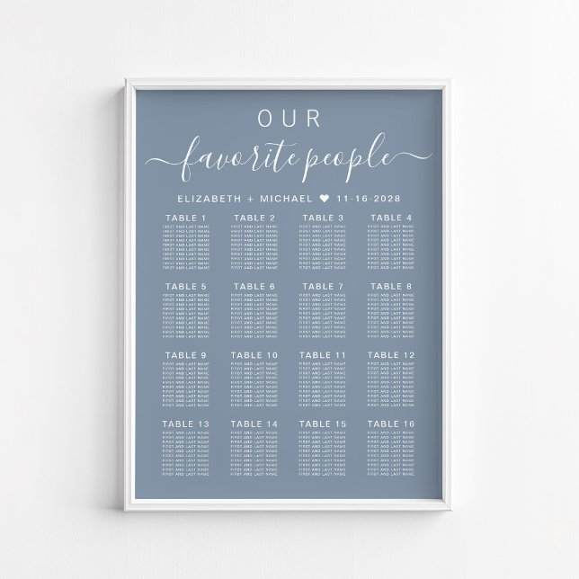 Favourite People 16 Table Wedding Seating Chart (Creator Uploaded)
