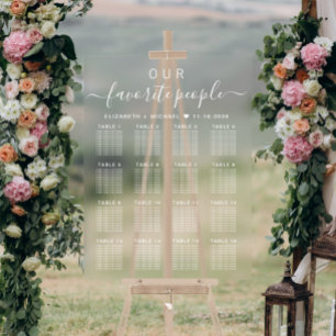 Favourite People 16 Table Wedding Seating Clear Acrylic Sign