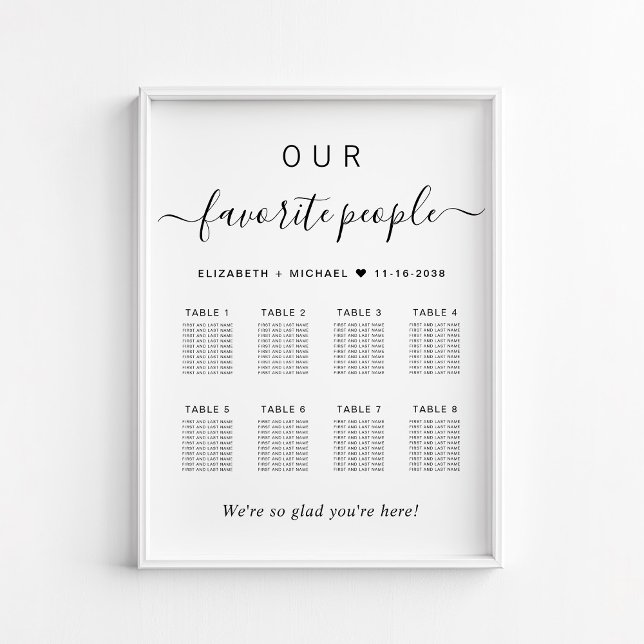 Favourite People 8 Table Wedding Seating Chart (Creator Uploaded)