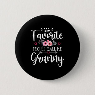 Favourite people call granny shirt floral mother's 6 cm round badge