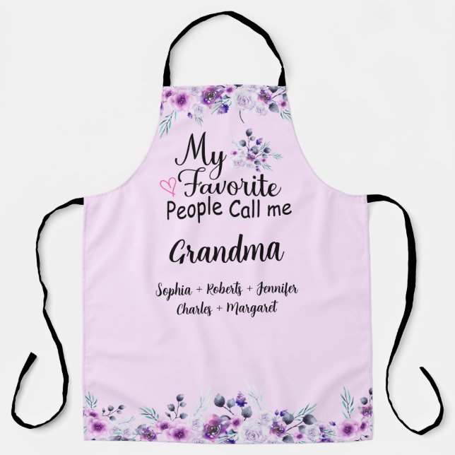 Favourite People Call Me Grandma | Grandkids Name Apron (Front)