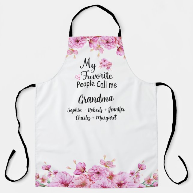 Favourite People Call Me Grandma | Grandkids Name Apron (Front)