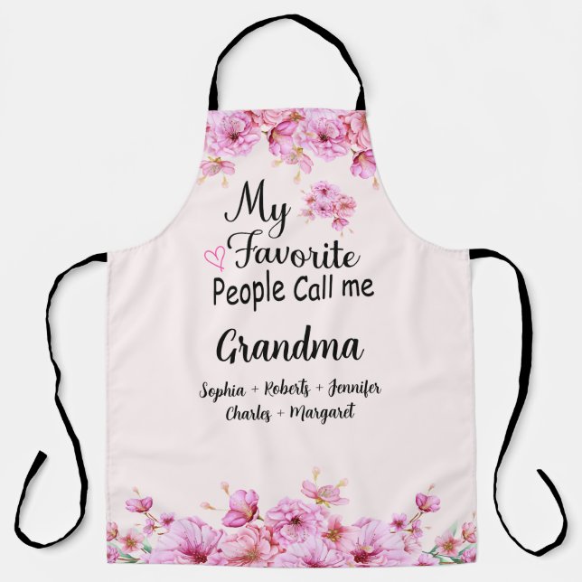 Favourite People Call Me Grandma | Grandkids Name Apron (Front)