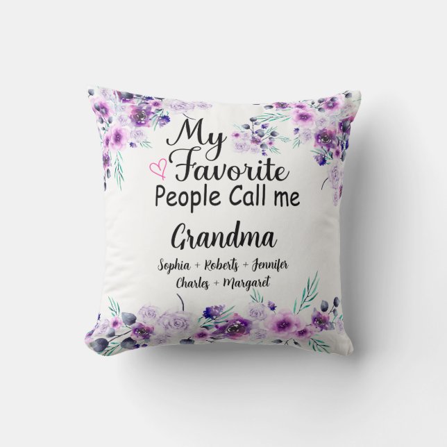 Favourite People Call Me Grandma | Grandkids Name Cushion (Front)