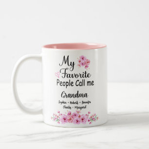 Favourite People Call Me Grandma   Grandkids Name Two-Tone Coffee Mug