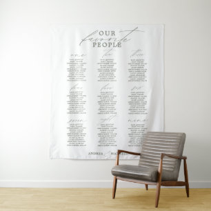 Favourite People Green Sage Wedding Seating Chart Tapestry