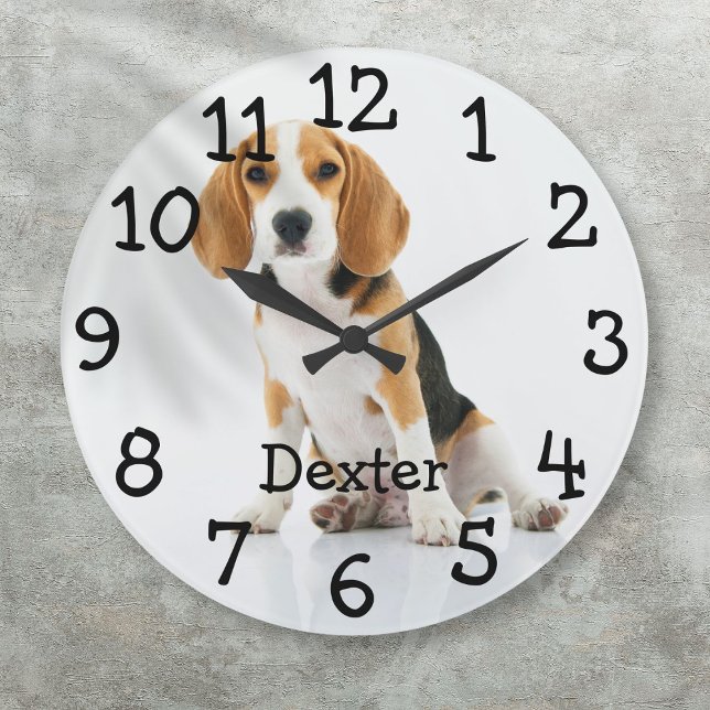 Favourite Pet Dog Cat Photo Name Large Clock (Favorite Pet Dog Cat Photo Name Large Clock)
