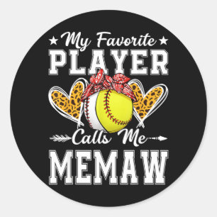 Favourite Player Calls Memaw Baseball Softball Classic Round Sticker