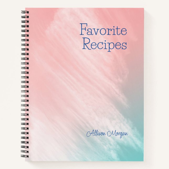 Favourite Recipes, Name, Pastel Colours Notebook (Front)