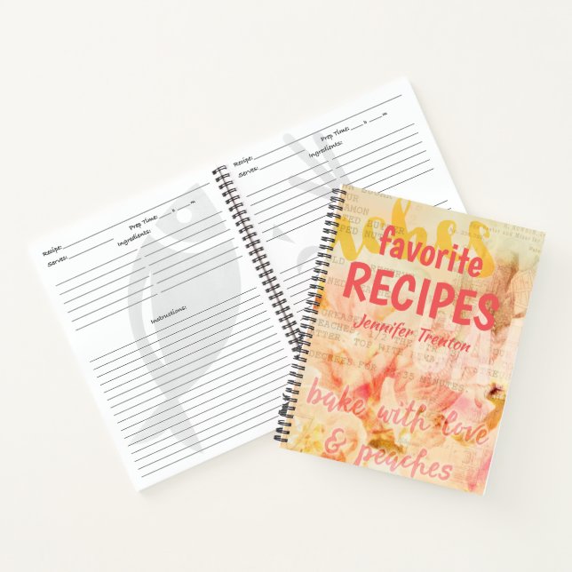 Favourite Recipes Peach Baking Collage Notebook (Inside)