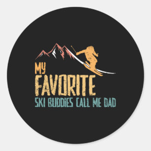 Favourite Ski Buddies Call Me Dad Retro Vintage Sk Classic Round Sticker